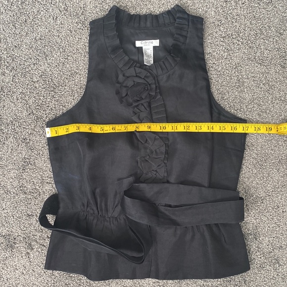 Silk Sleeveless Blouse with Rosette and Tie - Size 8 - Picture 7 of 8